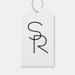 Moderna överlappande initialer presentetikett