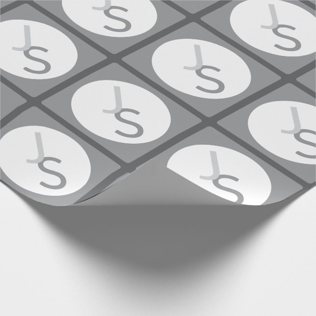 Moderna överlappande monograminitialer | Grå Presentpapper (Hörn)