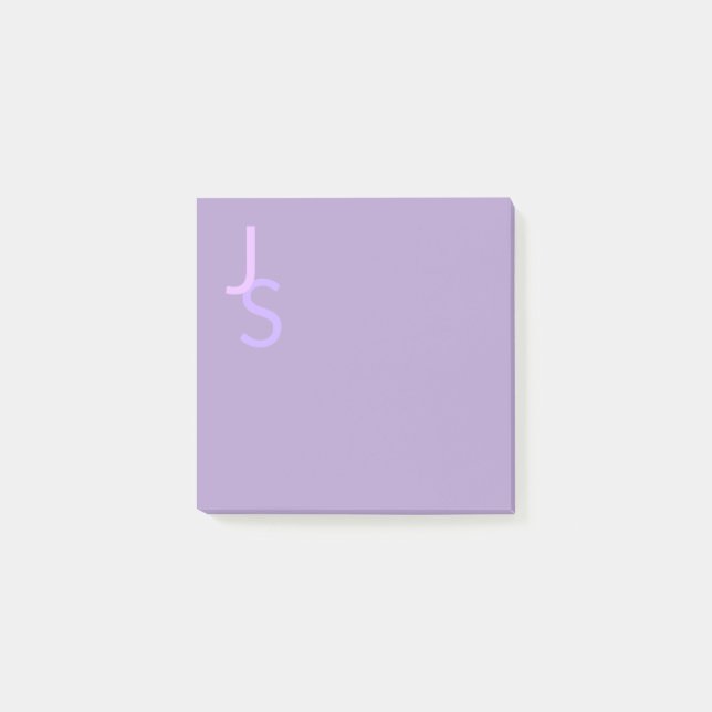 Moderna överlappande monograminitialer | Lila Post-it Block (Framsida)