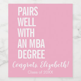 Moderna par bra med en MBA-grad Studenten Vinflaska Etikett