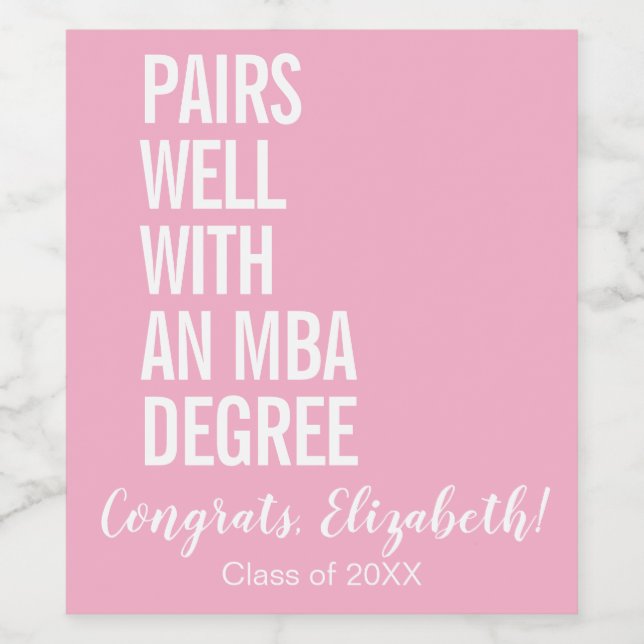 Moderna par bra med en MBA-grad Studenten Vinflaska Etikett (Singel etikett)