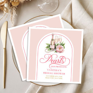 Moderna pärlor och Prosecco bröllop servett design