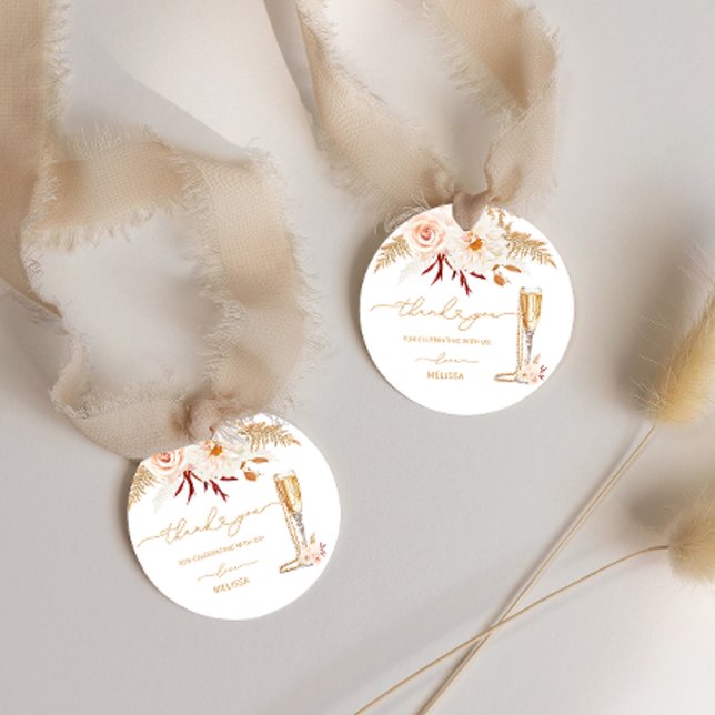 Moderna pärlor och Prosecco bröllopsdusch tackkort Gåvor Etiketter (Skapare uppladdad)