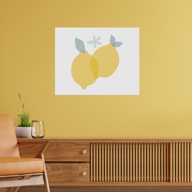 Moderna Pastell Citrus Citroner Poster (Vardagsrum 2)