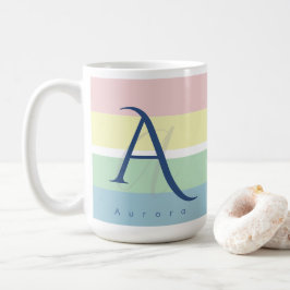 Moderna Pastellfärgade Block Initialer & Anpassat  Kaffemugg