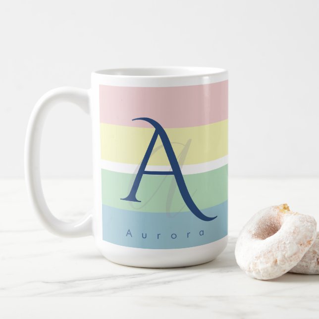 Moderna Pastellfärgade Block Initialer & Anpassat  Kaffemugg (Med munk)