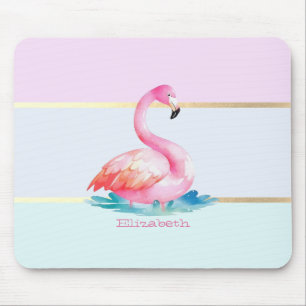 Moderna pastellrandiga, rosa flamingos musmatta