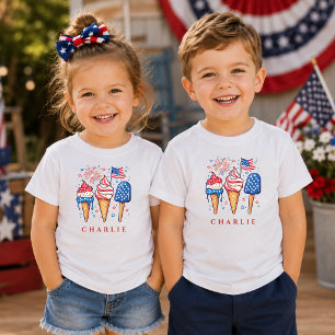 Moderna Patriotiska Popsicle Personliga Barn T Shirt