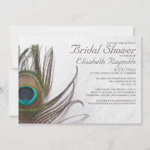 Moderna Peacock Feathers-Inbjudningskort för möhip Inbjudningar