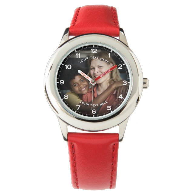 Moderna Personliga Foto & Anpassad Text Flickors Armbandsur (Framsida)