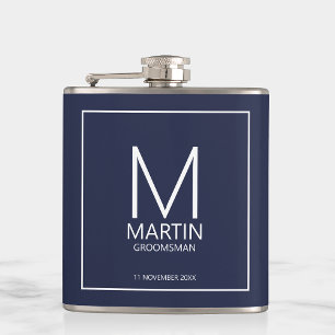 Moderna personliga monogram och namn för bröllopsm fickplunta
