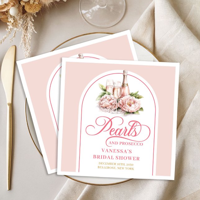 Moderna Personliga Rosa och Guld Bröllopslinfröer Pappersservett (Modern Personalized Blush and Gold Bridal Napkin)