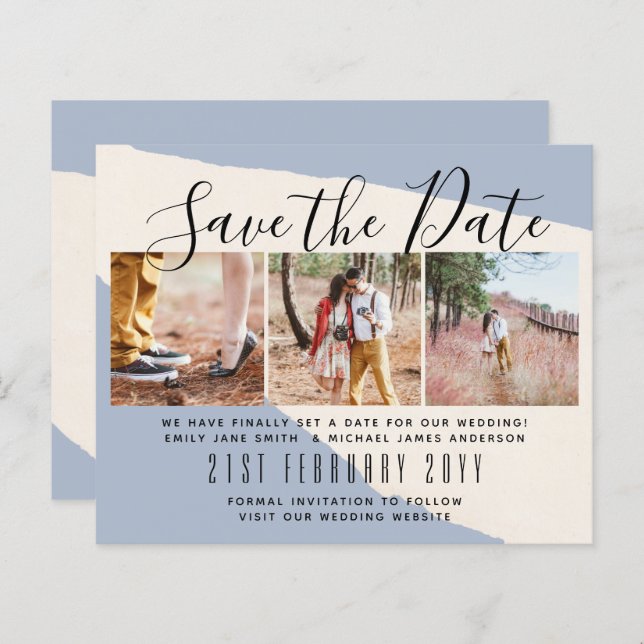 Moderna PHOTO Save the Dates av LeahG BUDGET (Fram/baksida)