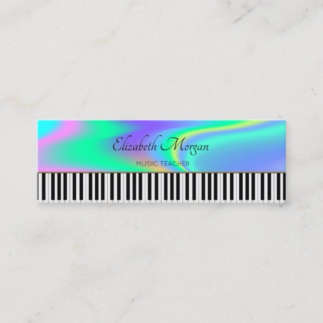 Moderna, Pianotangenter, Holografisk Musiklärare Mini Visitkort (Framsida)