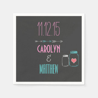 Moderna pilar | Masonjar grå bröllopservetter Pappersservett