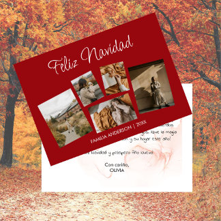 Moderna Postal Navideña con Collage de Fotos Julkort