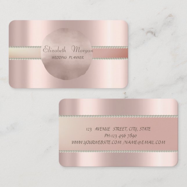 Moderna Professionella Roséguld Cirkelpärlor Visitkort (Fram/baksida)