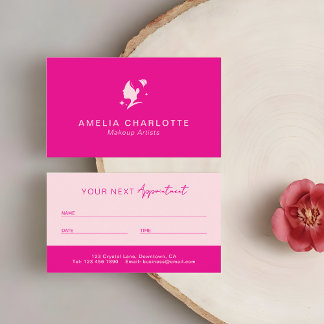 Moderna professionella sminkartister i het rosa tidsbeställning kort