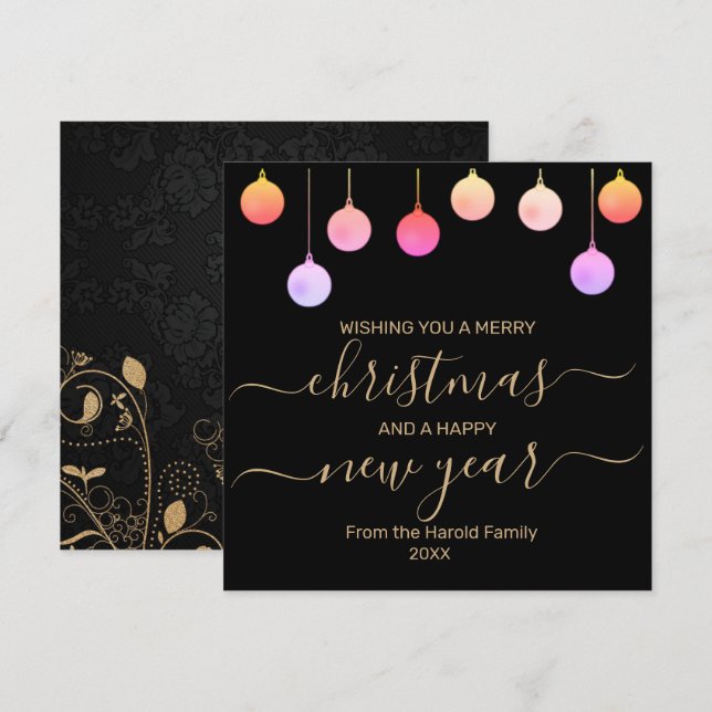 Moderna prydnadsföremål Helgdag med Guld Typografi Julkort (Fram/baksida)