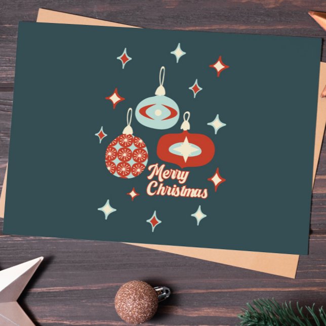 Moderna prydnadsföremål i god jul i mitten av århu vykort (Skapare uppladdad)