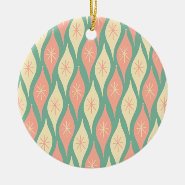 Moderna prydnadsföremål Mönster Teal och  Julgransprydnad Keramik (Framsidan)