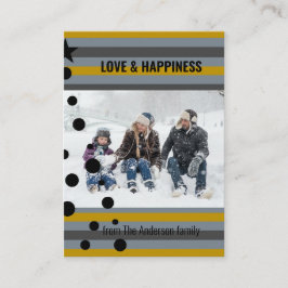 Moderna ränder Anpassad foto julgran Holiday Anteckningskort