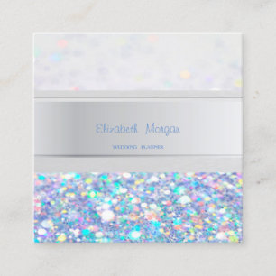 Moderna Ränder, Färgglada Glittriga Bokeh Fyrkantigt Visitkort