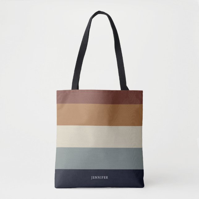 Moderna ränder med jordnära monogram tygkasse (Framsida)