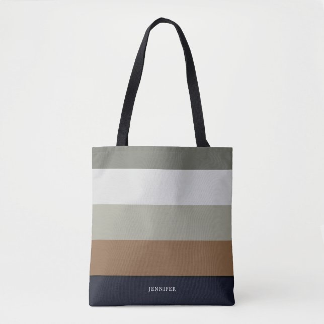 Moderna ränder med jordnära monogram tygkasse (Framsida)
