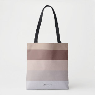 Moderna ränder med monogram beige mauve tygkasse