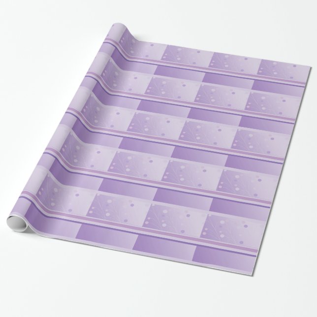 Moderna ränder och prickar i lila presentpapper (Utrullad)