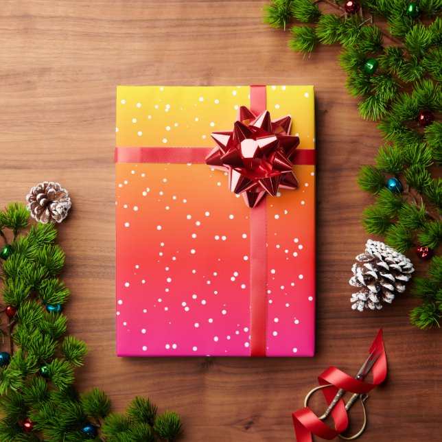 Moderna regnbåge snö mönster, vita prickar presentpapper (Julgåva)