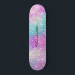 Moderna regnbågsparkler i regnbåge, giga glitter n mini skateboard bräda 18,5 cm<br><div class="desc">Modern regnbåge i nebulkler i namn i glitter i i lila,  rosa,  blått färg.</div>