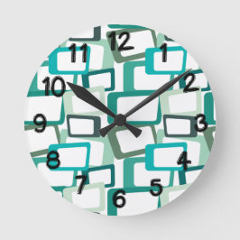 Moderna rektanglar i mitten av århundradet rund klocka