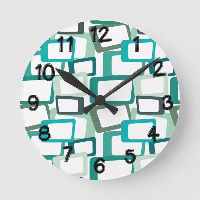 Moderna rektanglar i mitten av århundradet rund klocka (Framsida)