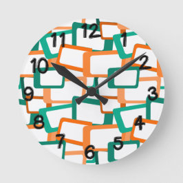 Moderna rektanglar i mitten av århundradet rund klocka