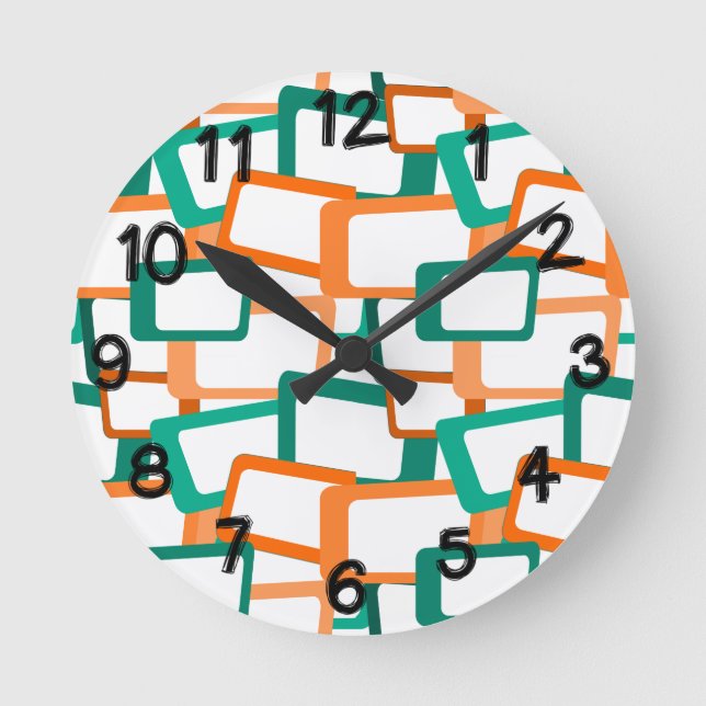 Moderna rektanglar i mitten av århundradet rund klocka (Framsida)