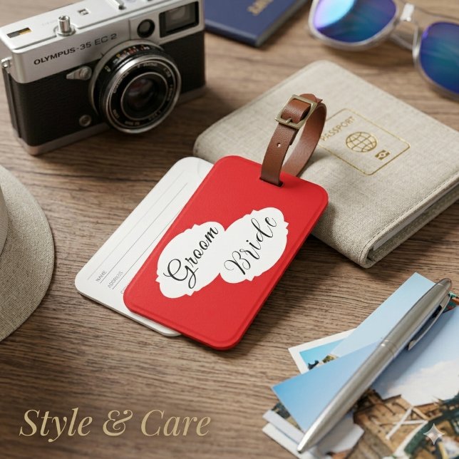 Moderna Resväskemärken för Par – Bröllop Bagagebricka (Modern Couple’s Luggage Tags – Wedding)