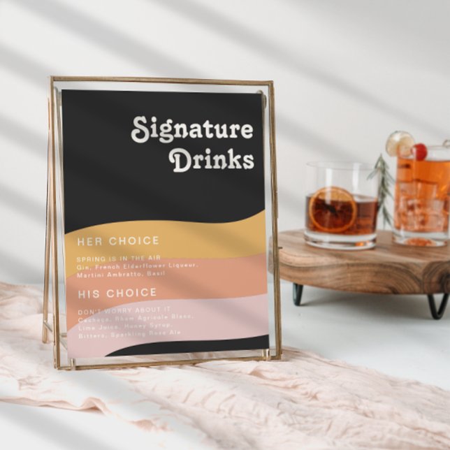 Moderna Retro 70-talsregnbågens Mörka Signaturdryc Poster (Skapare uppladdad)