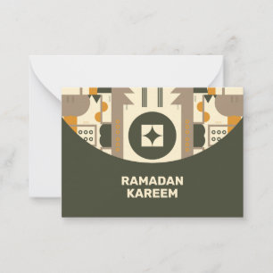 Moderna Retro Jordtons Geometriska Eid Kort