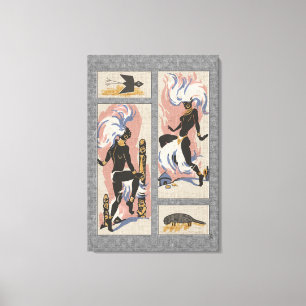 Moderna Retro stam- Dancers_Black_Gray_Pink_Blue Canvastryck