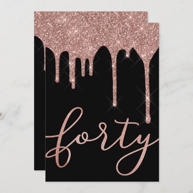 Moderna Ro Guld-drivrutiner 40 födelsedagar Inbjudningar (Fram/baksida)