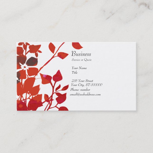 Moderna röda blommor för blom- vattenfärg på vit visitkort (Framsida)