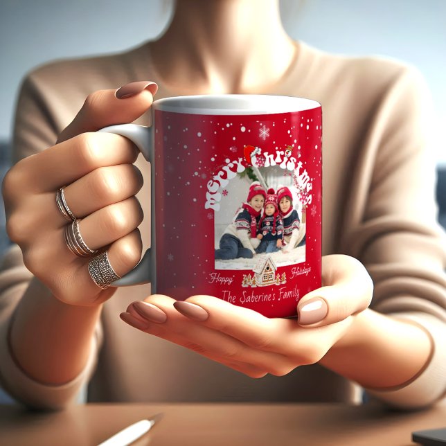 Moderna röda böjda Graffiti God Jul foton  Kaffemugg (Skapare uppladdad)