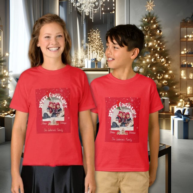 Moderna röda böjda Graffiti God Jul foton  T Shirt (Skapare uppladdad)