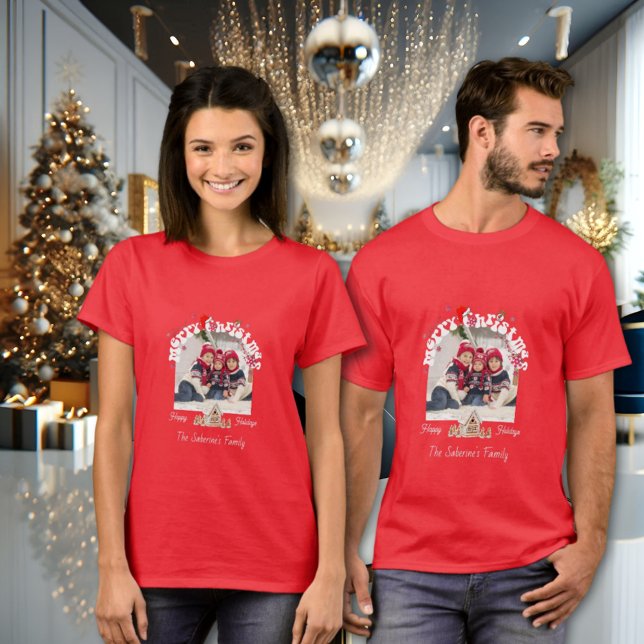 Moderna röda böjda Graffiti God Jul foton  T Shirt (Skapare uppladdad)