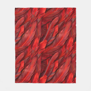 Moderna röda fjädrar fleecefilt