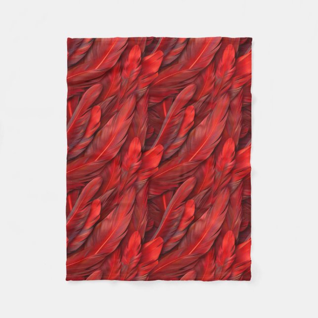 Moderna röda fjädrar fleecefilt (Framsidan)