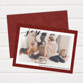 Moderna röda guld snöflingor Elegant script Enkel Julkort