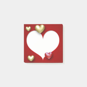 Moderna röda guld- valentinhjärtor post-it block